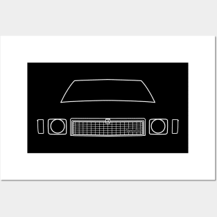 Holden Kingswood 1970s classic car white outline graphic Posters and Art